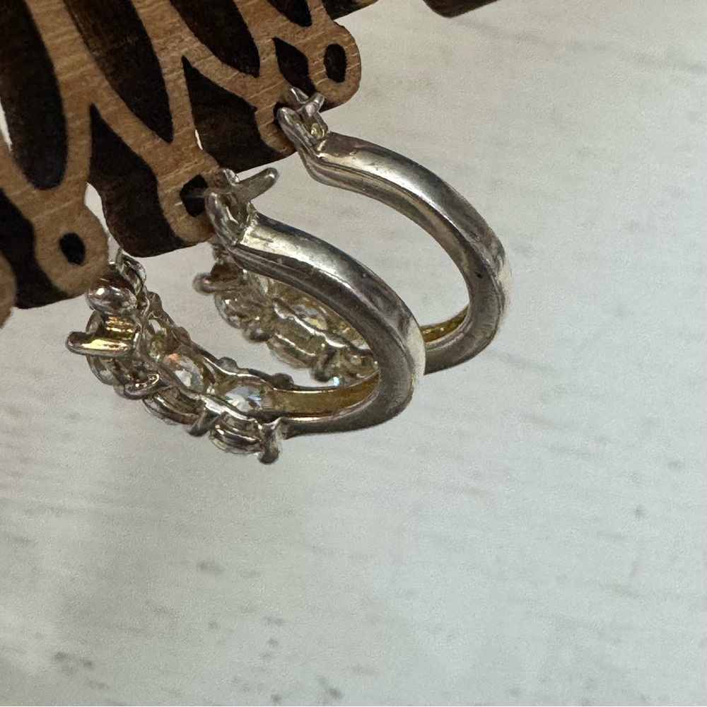 Vintage Sterling Silver 925 JCM Hinged Hoop Earrings - Picture 6 of 11